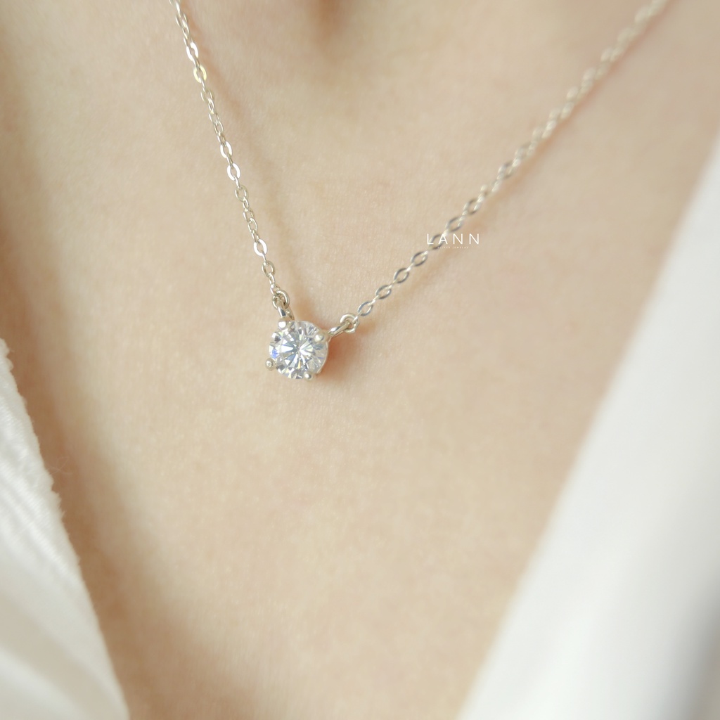 Vòng cổ một đá trắng BẠC S925 LANN N110
