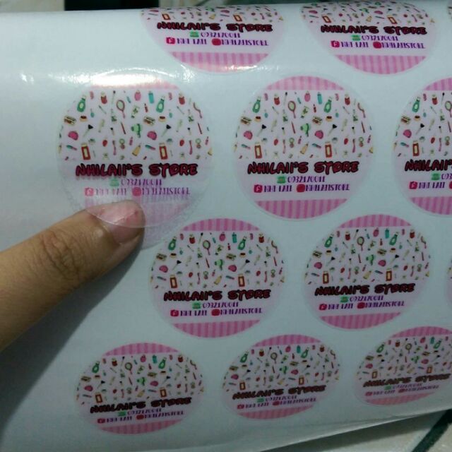 In tem decal ăn vặt mỹ phẩm