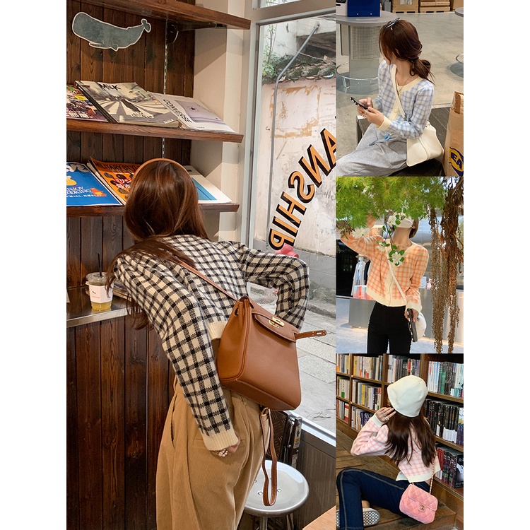 NUZIRO  Áo khoác cardigan  vải dệt kim tay dài kẻ sọc trắng đen