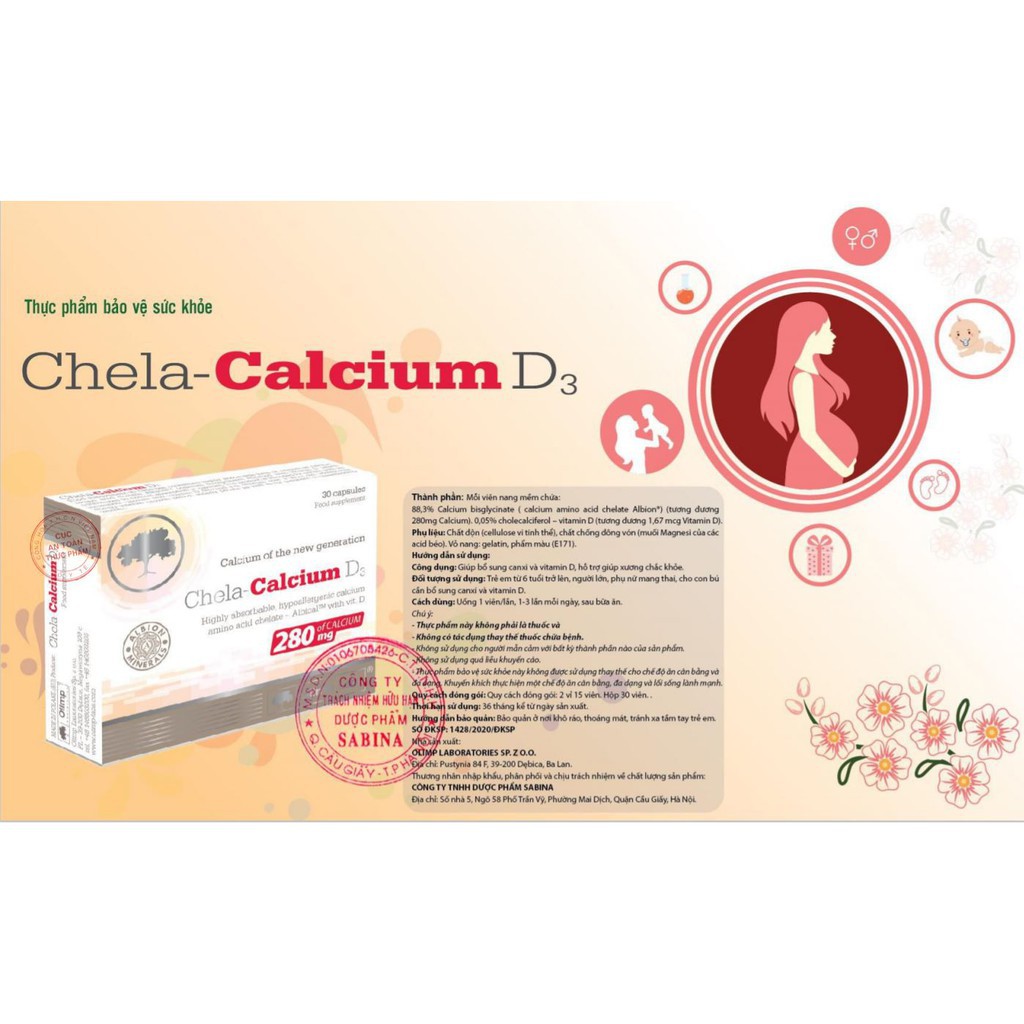 Chela Calcium D3 ,Canxi cho bà bầu và trẻ em ,Hỗ trợ bổ sung Canxi và Vitamin D3, giúp xương chắc khỏe