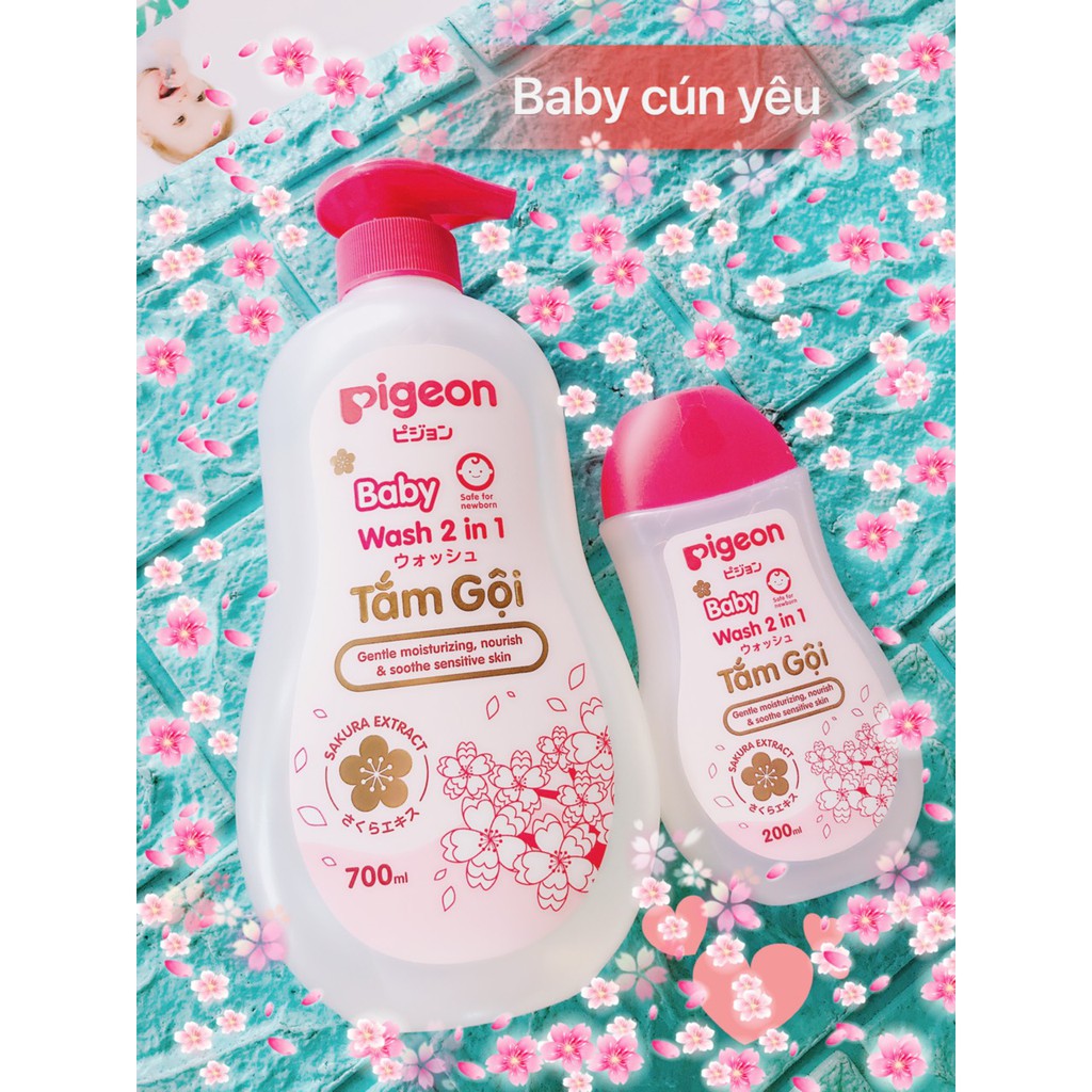Tắm gội dịu nhẹ 2 in 1 Sakura Pigeon 200ML/700ML