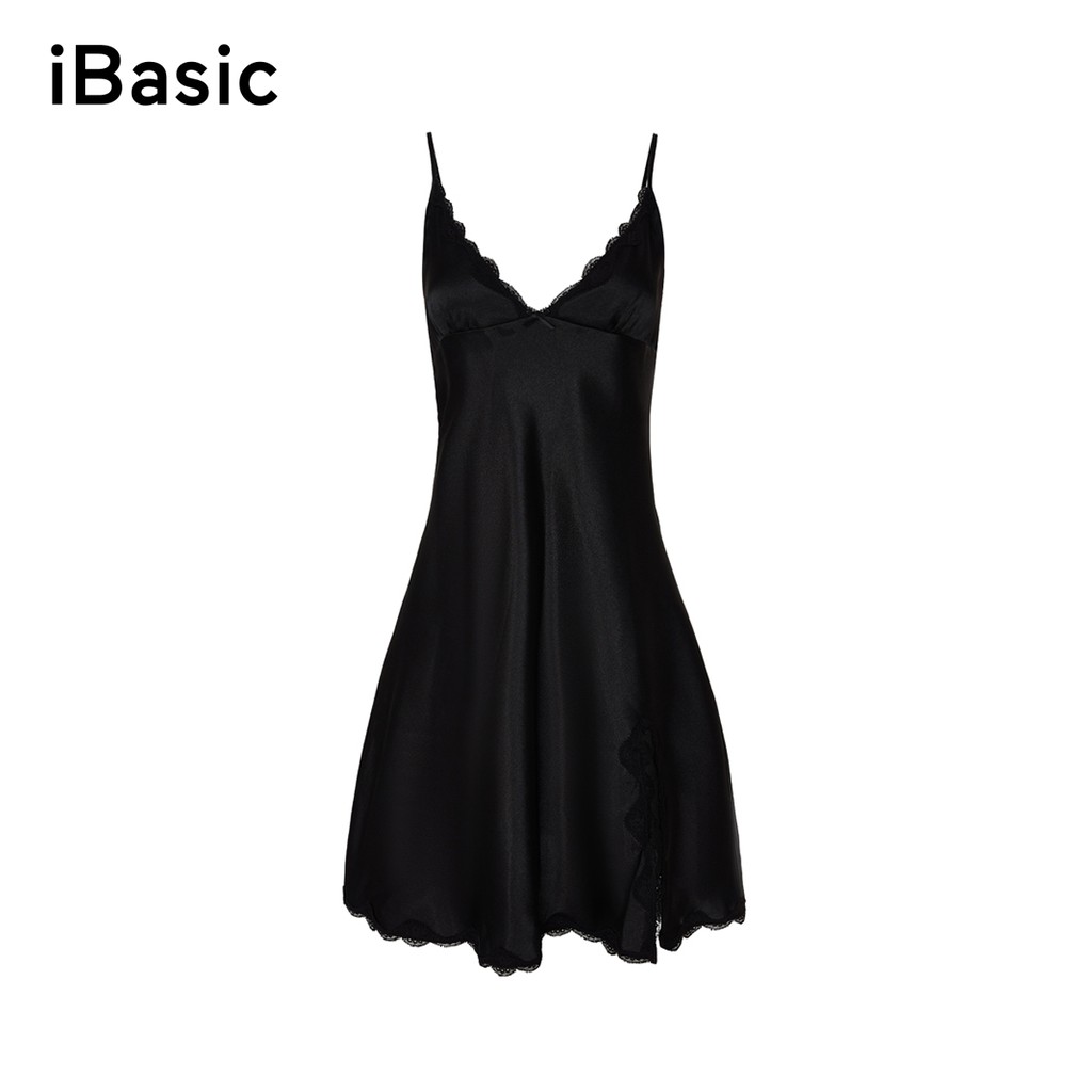 [Mã FASHIONMALLT4 giảm 15% đơn 150k] Đầm ngủ satin xẻ đùi iBasic SW010