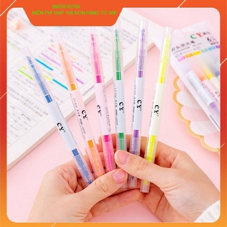 [Rẻ Vô Địch] Bộ Bút Highlight 2 Đầu 6 Màu ( 6 Cây )