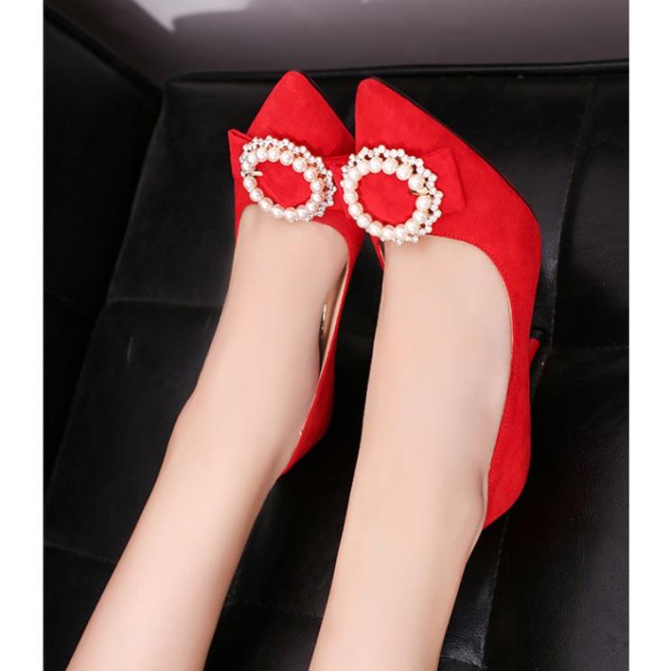 Giày nữ da lộn đế cao #8cm đi cực êm và chắc chắn chất đẹp HÀNG SẴN ZA