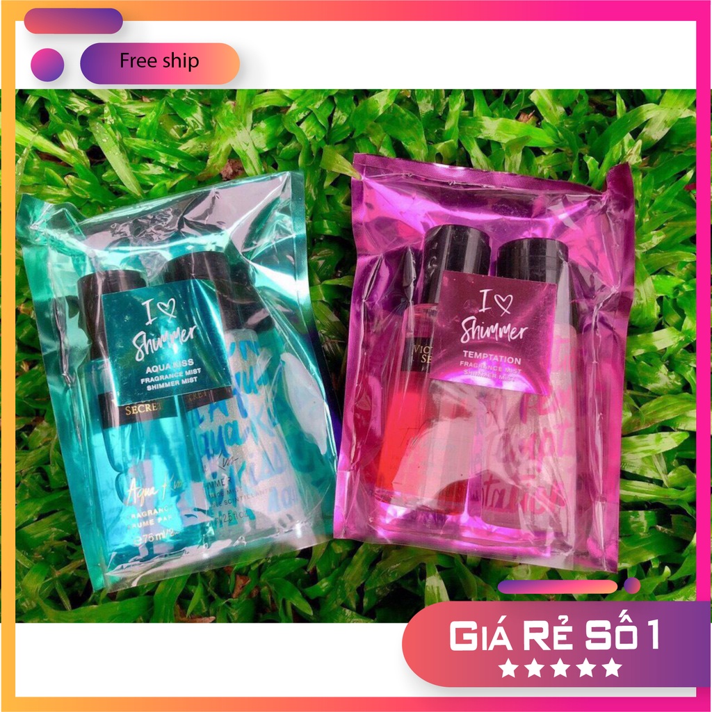 Set 2 Xịt thơm body Victoria’s Secret I Love Shimmer Gift Set