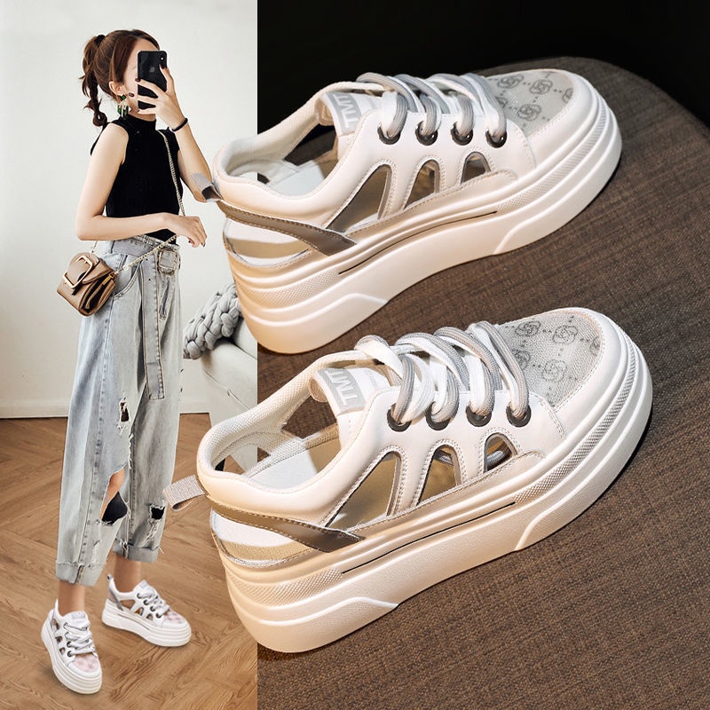 🎀COOL A Xăng đan Thể Thao Đế Xốp Dày Dặn Màu Trắng Mừng Năm Mới Cho Nữ Đánh bóng vào trong xăng đan giày nữ đế bằng giầy đế bằng sandal dép sandal giày sandal xăng đan nữ đế bằng giày xăng đan dép sandan nữ