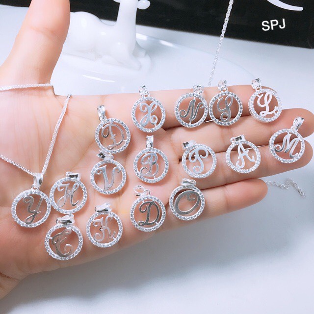Dây chuyền nữ bạc thật mặt chữ cái đính đá sáng đẹp - Kho sỉ bạc Nhất Linh