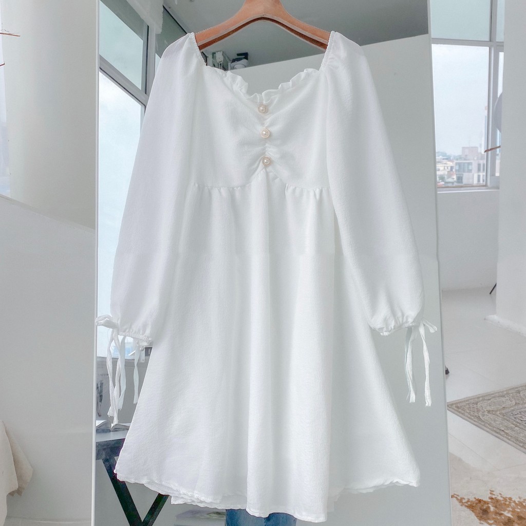 Váy tiểu thư ulzzang khuy ngọc cao cấp - V13 – Blue Girl-[Mã SKAMCLU10 giảm 7% tối đa 20K CÓ FEEDBACK] | BigBuy360 - bigbuy360.vn