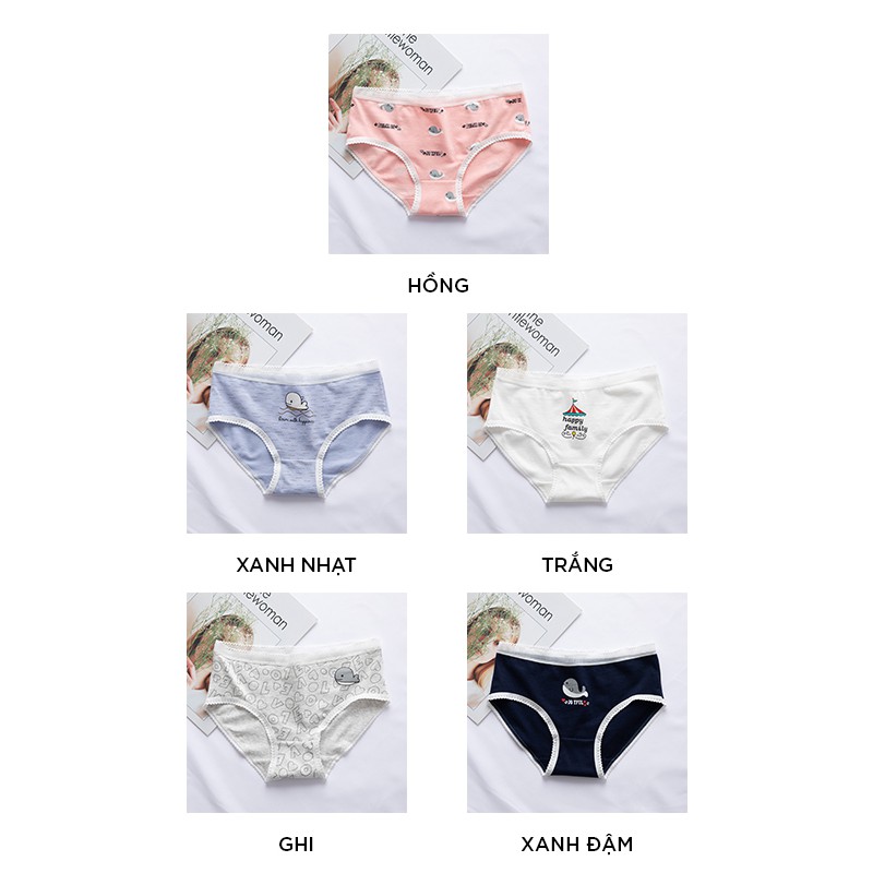 Quần lót nữ cotton cao cấp co giãn kháng khuẩn in hình đáng yêu dễ thương QL37 | BigBuy360 - bigbuy360.vn