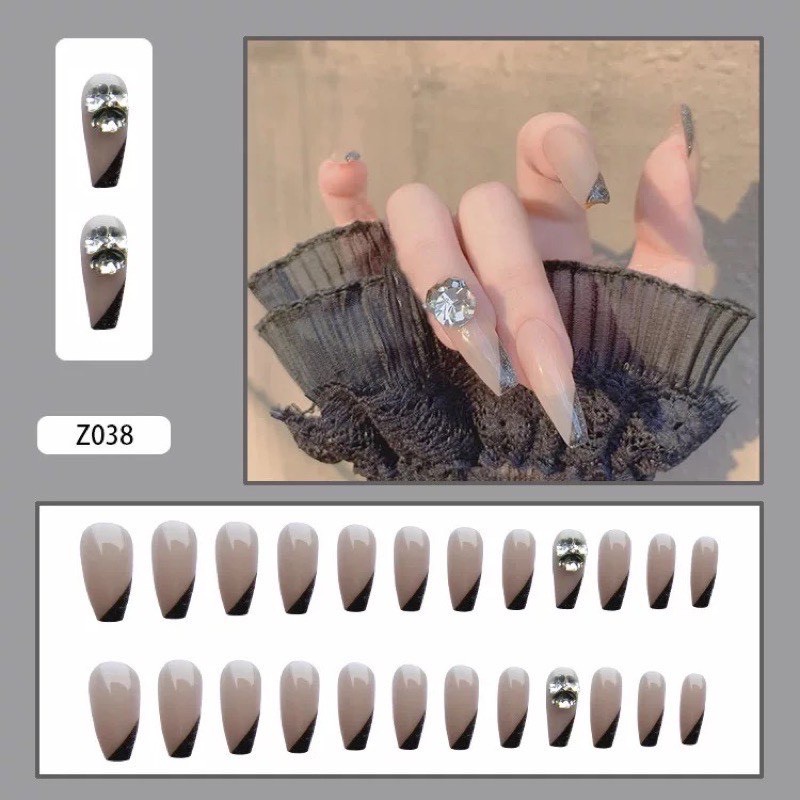 Móng Tay Giả Đính Đá HOTTREND 2022 nail giả thiết kế bắt mắt nail box 24PCS