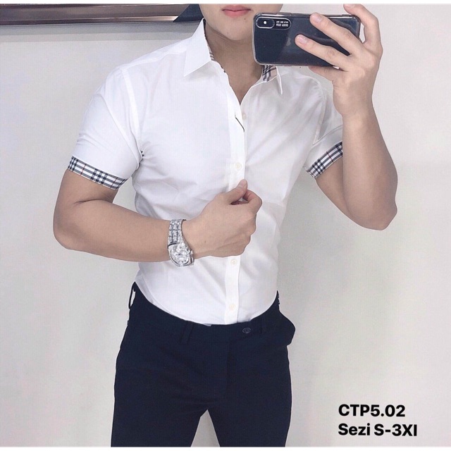 Áo sơ mi viền hoạ tiết