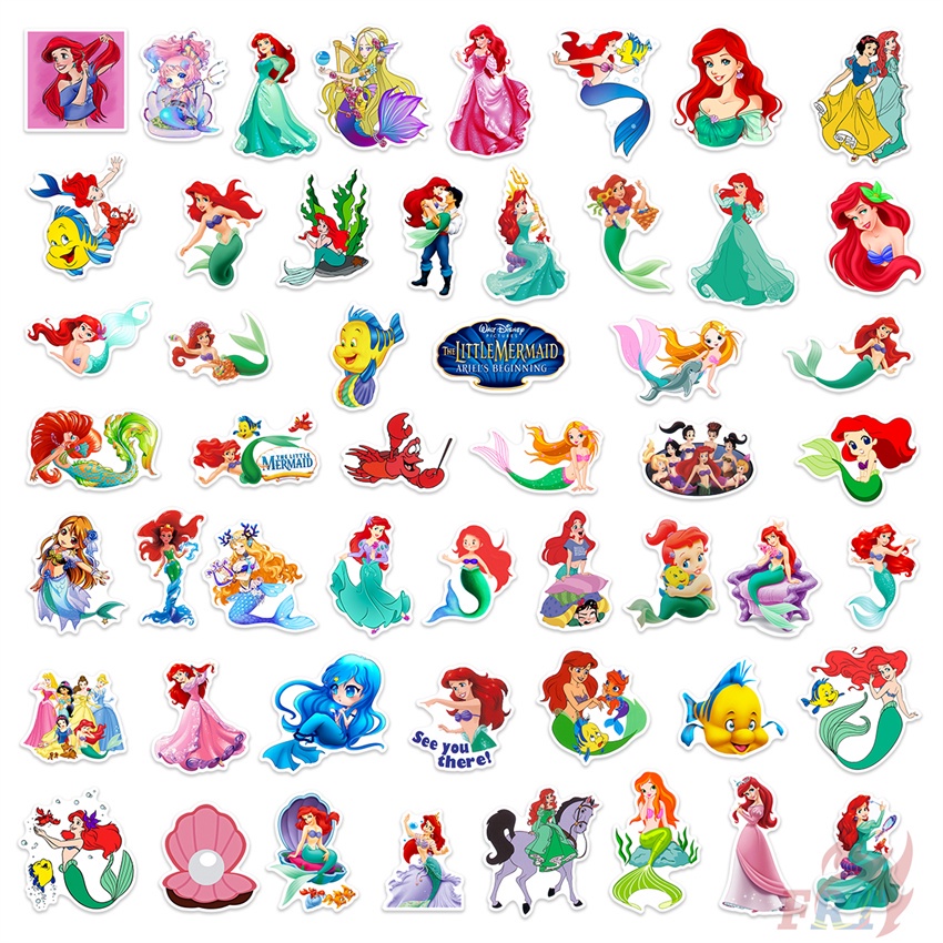 Bộ 100 Cái ❉ Công chúa Disney. Hình Dán Ariel &amp; Belle ❉ Sticker Dán Tường Chống Thấm Nước Họa Tiết Doodle Hợp Thời Trang