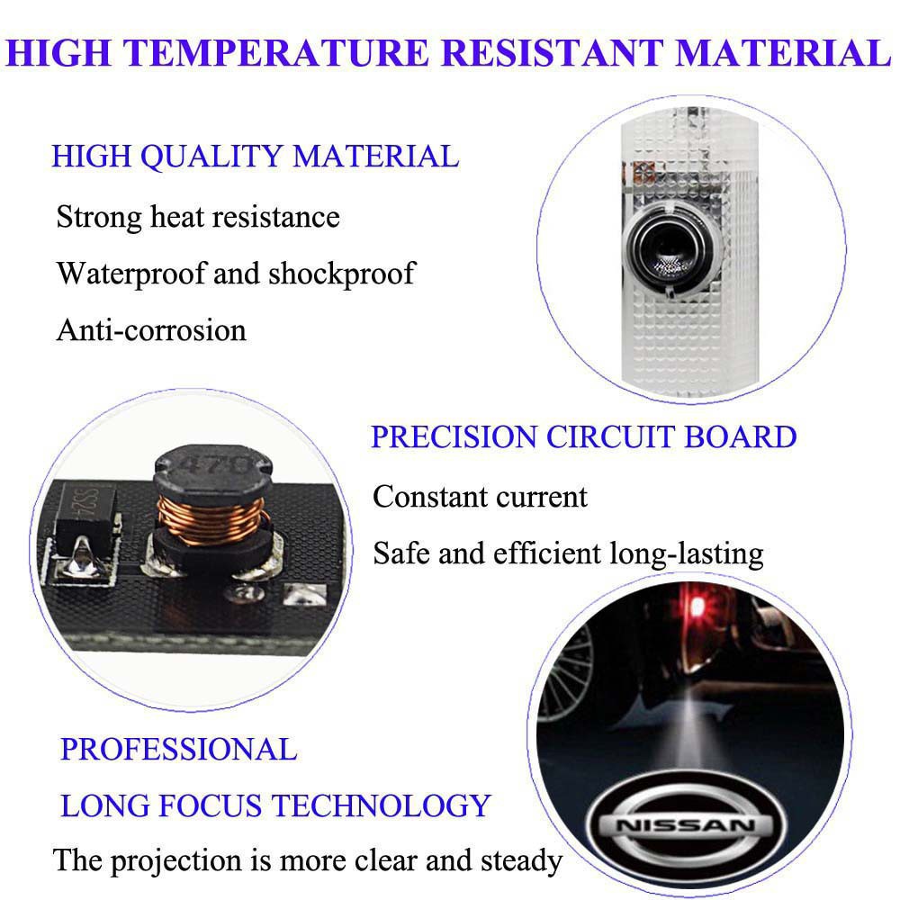 Set 2 Đèn led Chiếu logo hd 3w Thay Thế Chuyên Dụng Cho Cửa Xe Hơi nissan altima armada maxima Tian quest