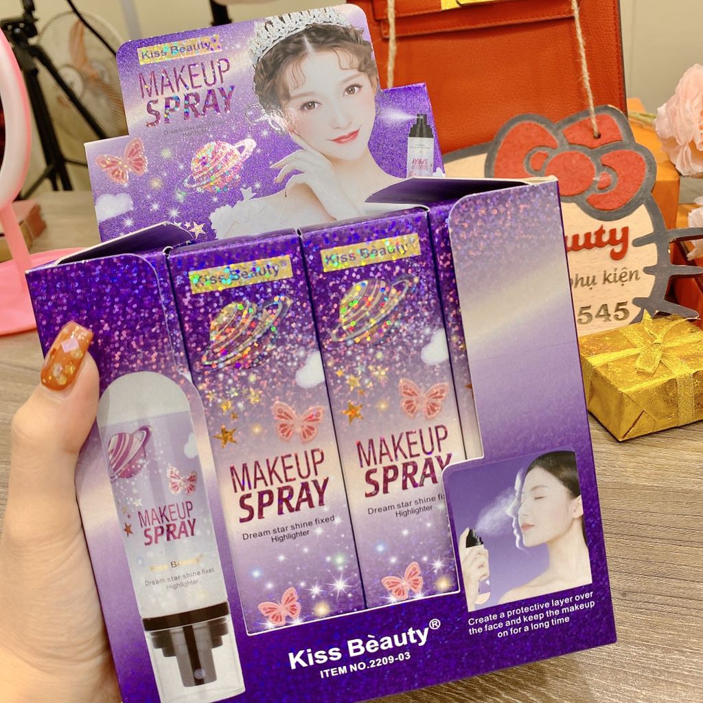 Xịt khoáng nhũ Makeup lấp lánh hộp tím P1 | BigBuy360 - bigbuy360.vn