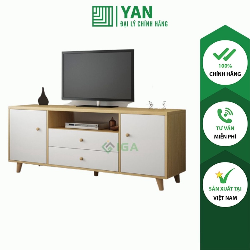 Kệ tủ ti vi để sàn 2 ngăn kéo 2 tủ phong cách bắc âu - gp142