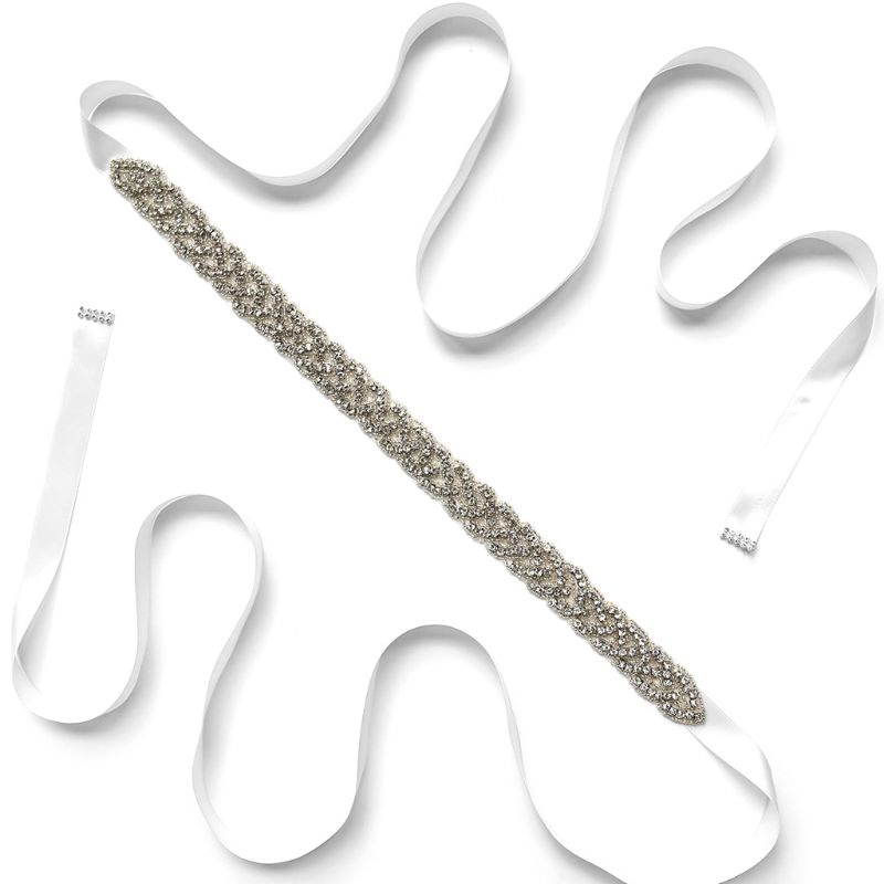 Thắt Lưng Ruy Băng Satin Đính Kim Cương Giả Cho Cô Dâu