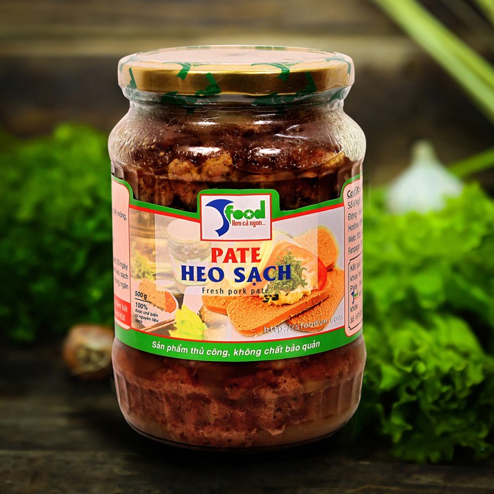 Pate SFOOD ⚡ THỊT HEO SINH HỌC HOÀNG LONG ⚡ Lọ 500gr - Pate thơm ngon, ngậy béo – Không phụ gia, không chất bảo quản