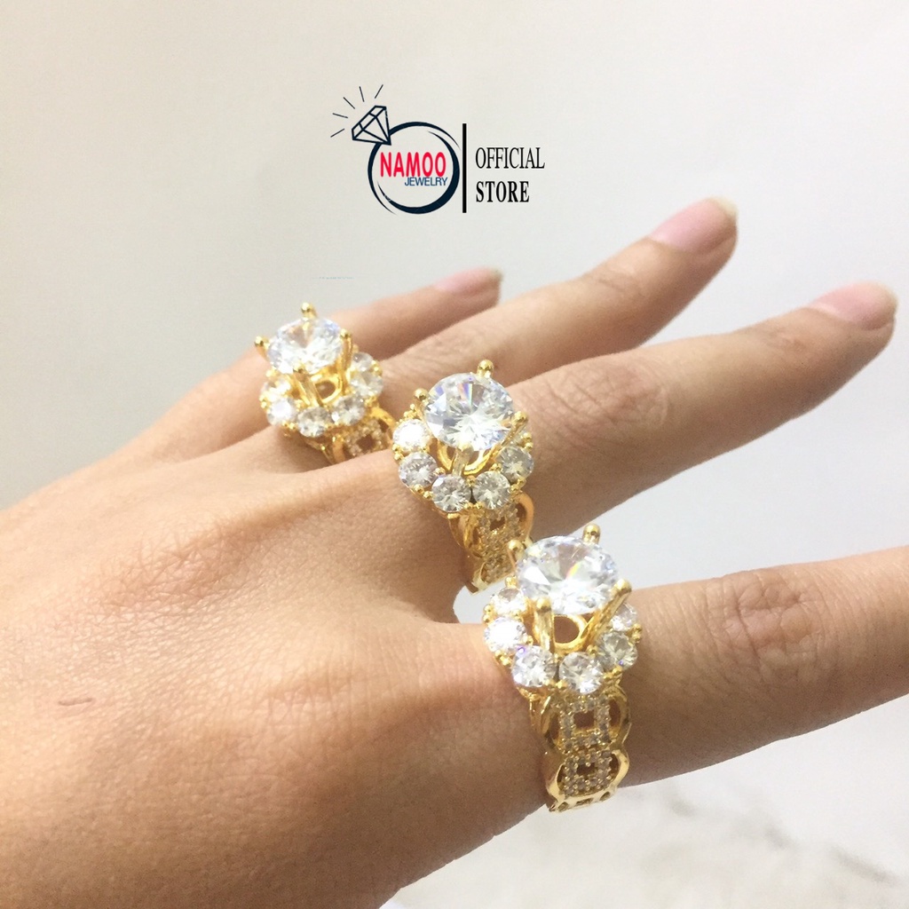 Nhẫn Nữ Mạ Vàng Đính Đá N690 Bản Lớn, Nhẫn Đá Lớn Namoo jewelry