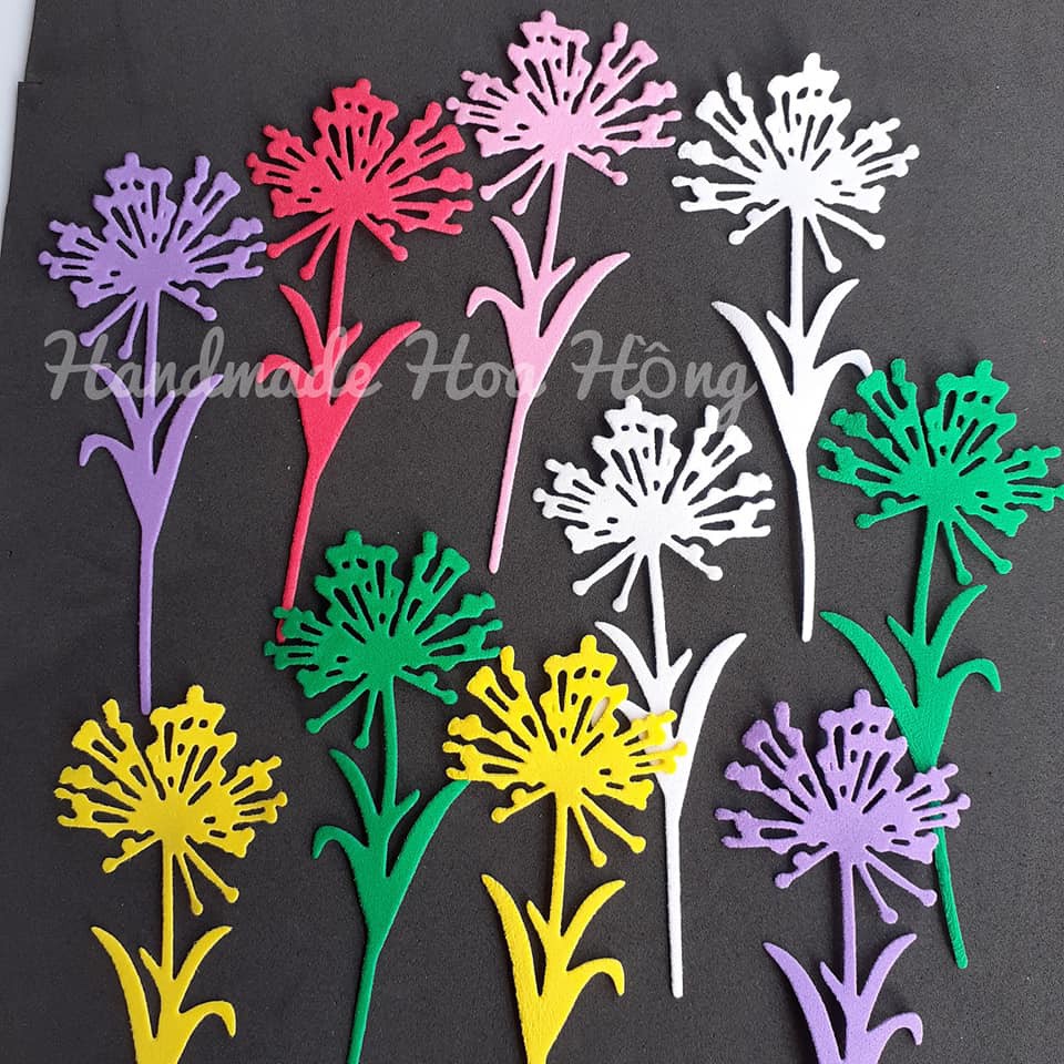 10 hoa xốp cánh xòe rất đẹp, nhiều màu, size 10.5 X 4.3CM_ Hoa trang trí lớp học_bưu thiếp, thiệp, bao lì xì_hoa mầm non