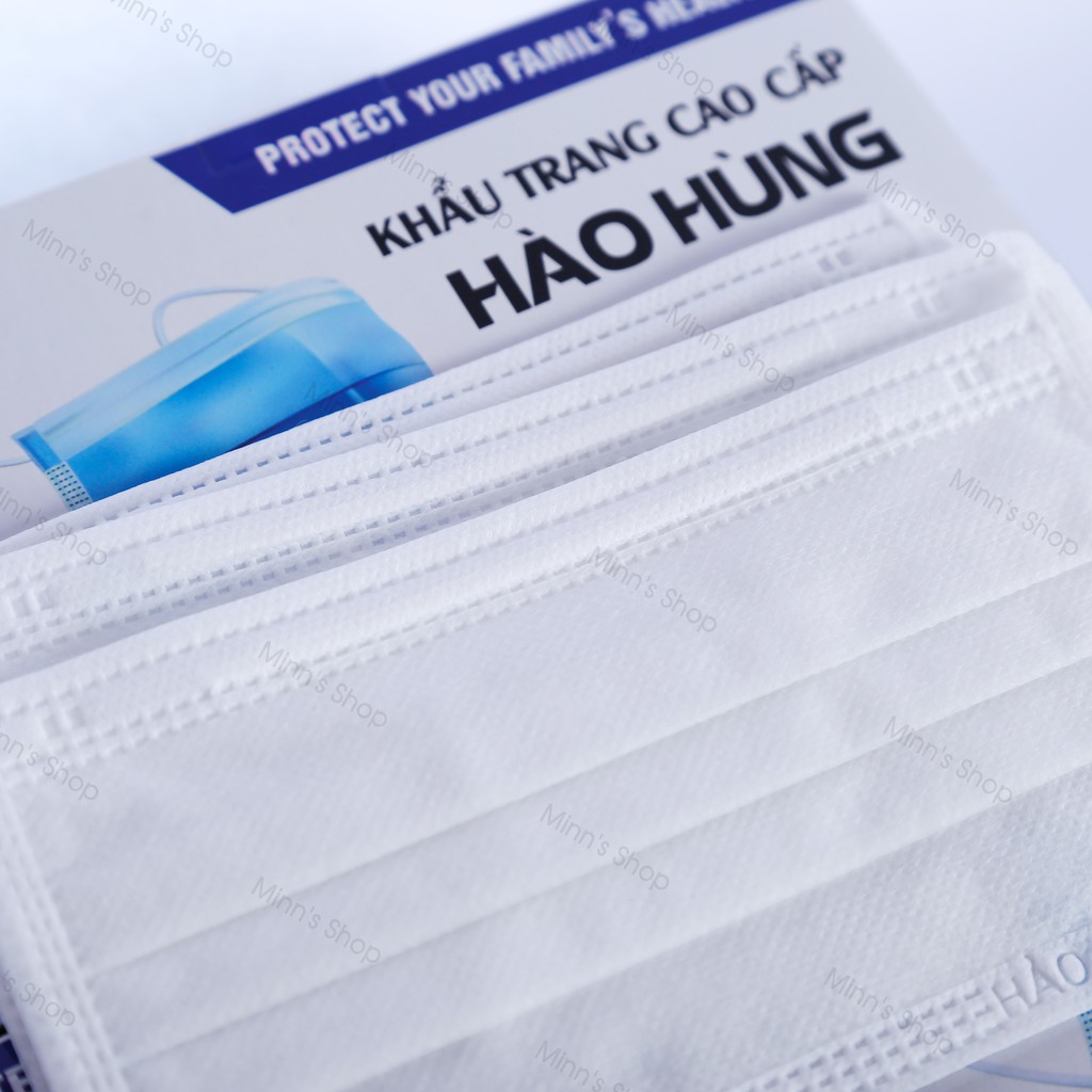 Hộp 50 cái Khẩu trang Y tế 4 lớp Hào Hùng - Chính hãng công ty Hào Hùng