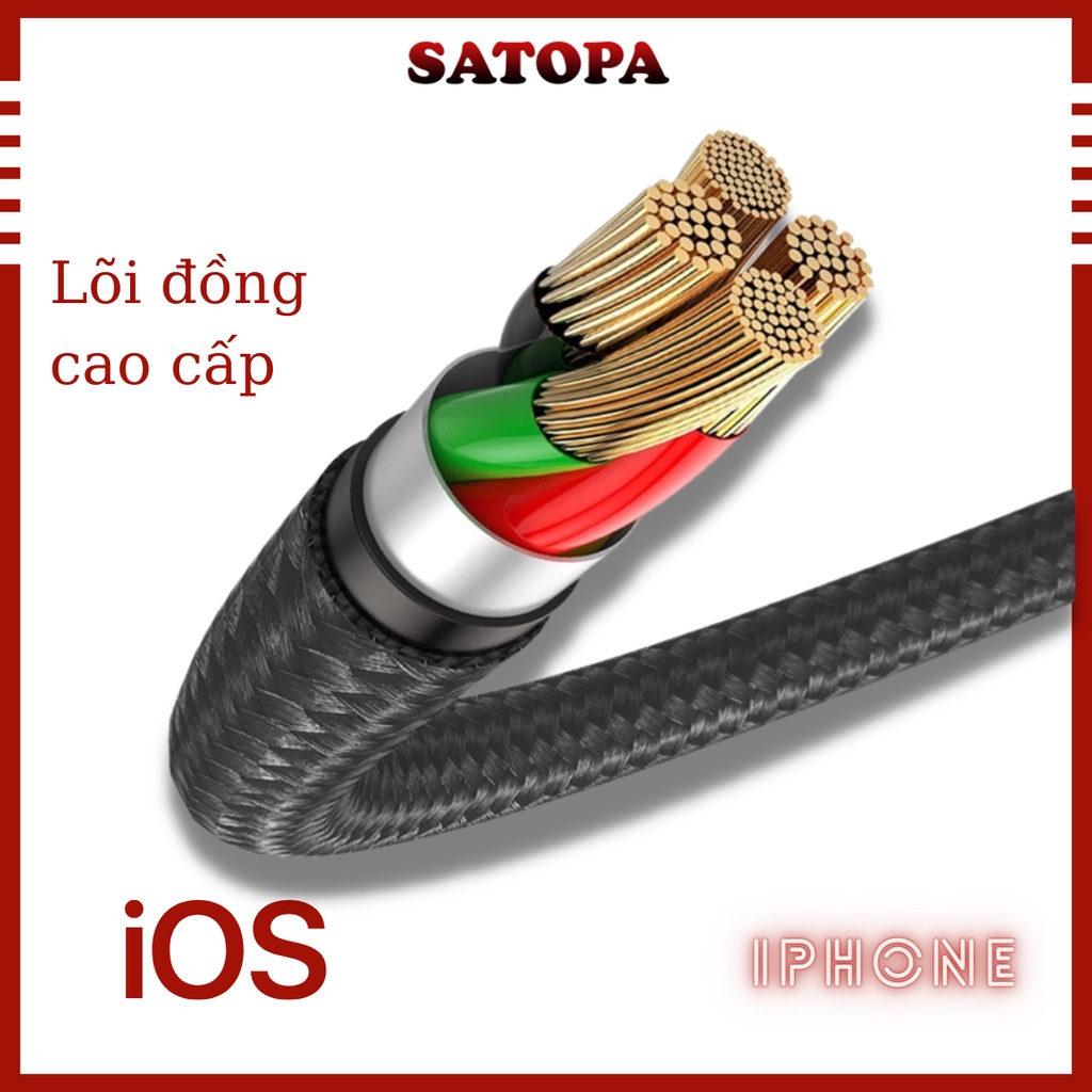 Dây sạc tự ngắt VEGER VP666L Cáp sạc nhanh IP bọc dù chống rối siêu bền sạc nhanh 2.4A bảo hành 12 tháng HOVILO