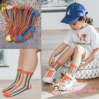 Tất cotton kẻ sọc dọc cầu vồng cho bé