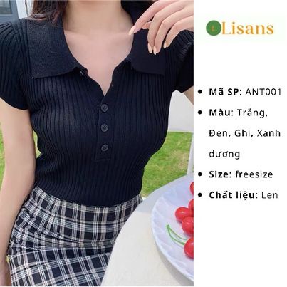 Áo thun nữ tay ngắn có cổ dáng ôm ANT001