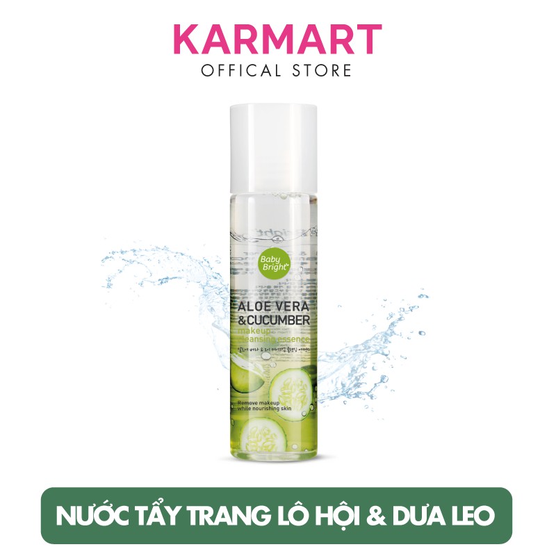 Nước tẩy trang lô hội dưa leo Baby Bright Aloe Vera & Cucumber Make up Cleansing Essence 100ml