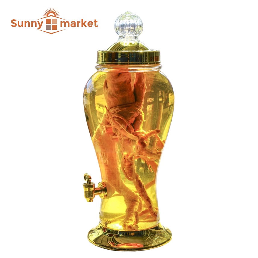 Bình thuỷ tinh ngâm rươu sâm Phú Hòa dung tích 4 lít có van