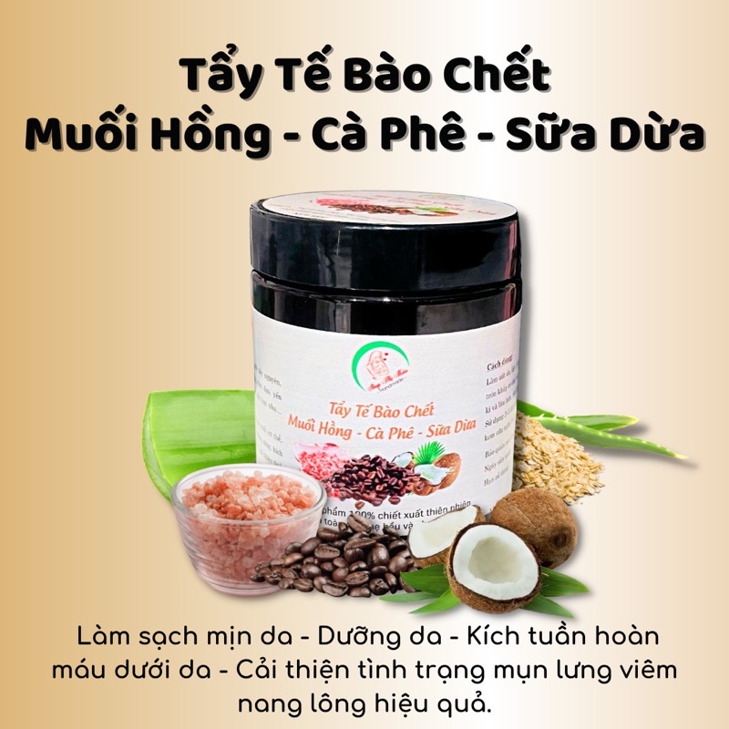 TẨY TẾ BÀO CHẾT MUỐI HỒNG - CÀ PHÊ - SỮA DỪA (HANDMADE)