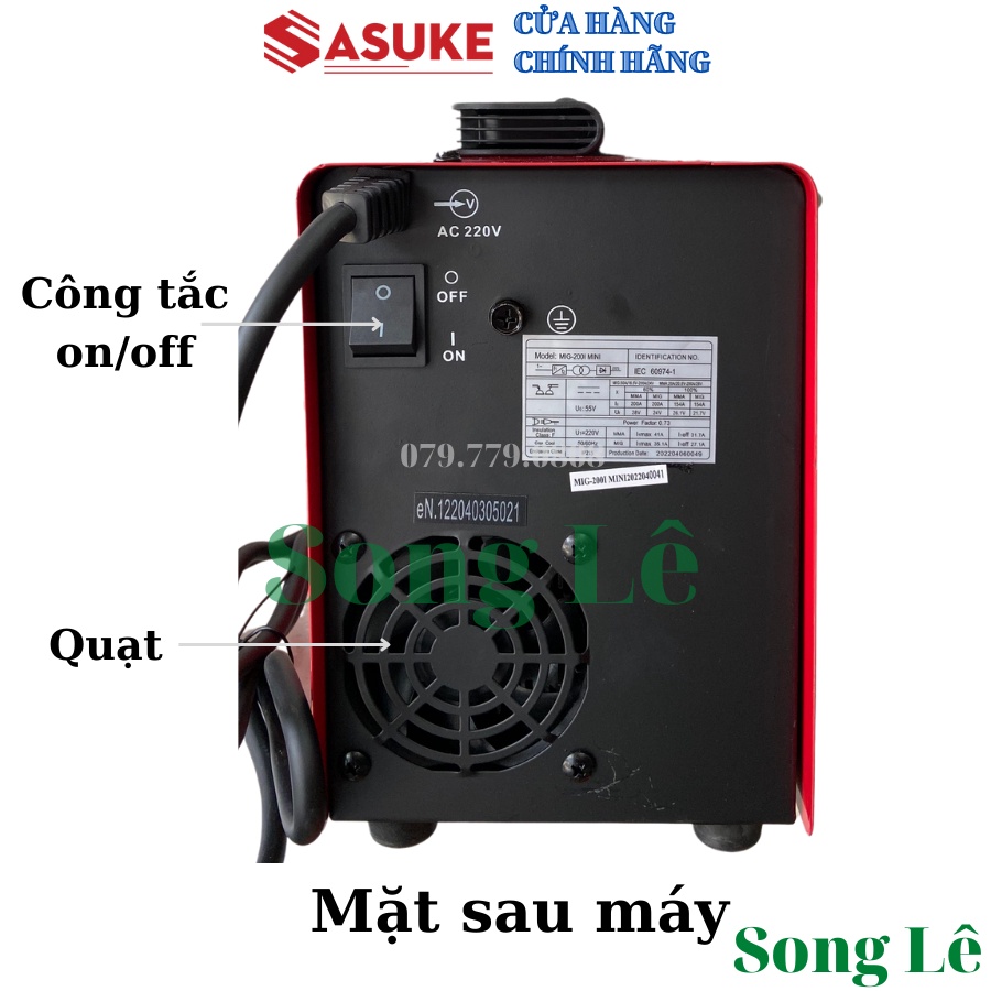 Máy Hàn Mig Không Dùng Khí và Que SASUKE - KENMAX 200 I -Tặng đầy đủ phụ kiện