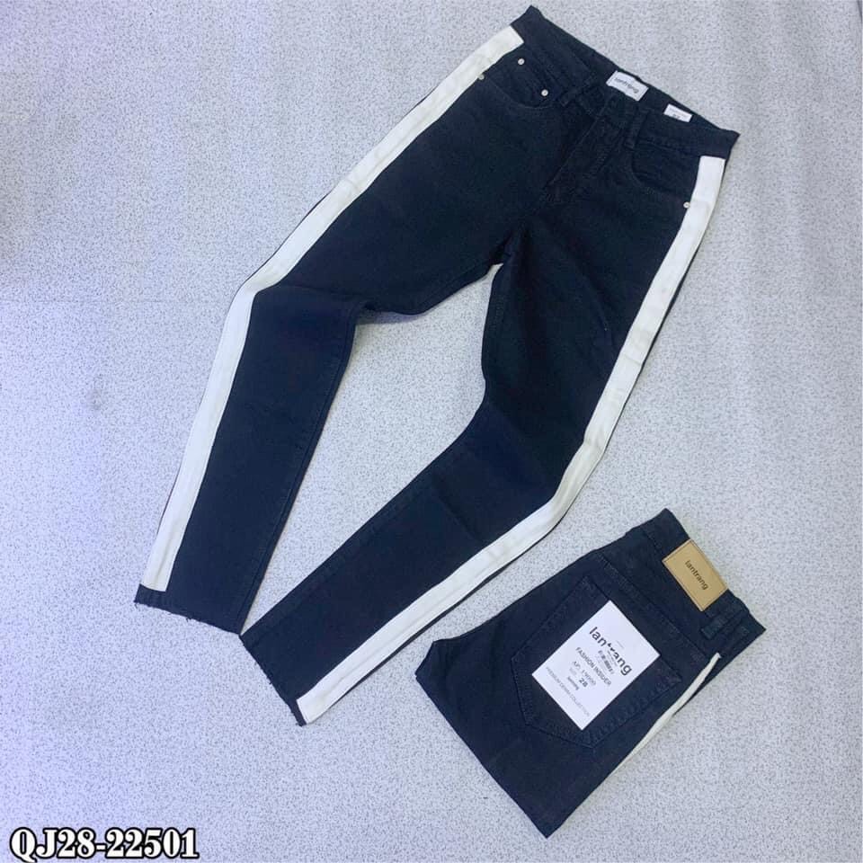 Quần Jean Trơn Phối Sọc Trắng 2 Bên - Quần Bò Dài Ống Côn Gấu Cắt Cực Chất | BigBuy360 - bigbuy360.vn