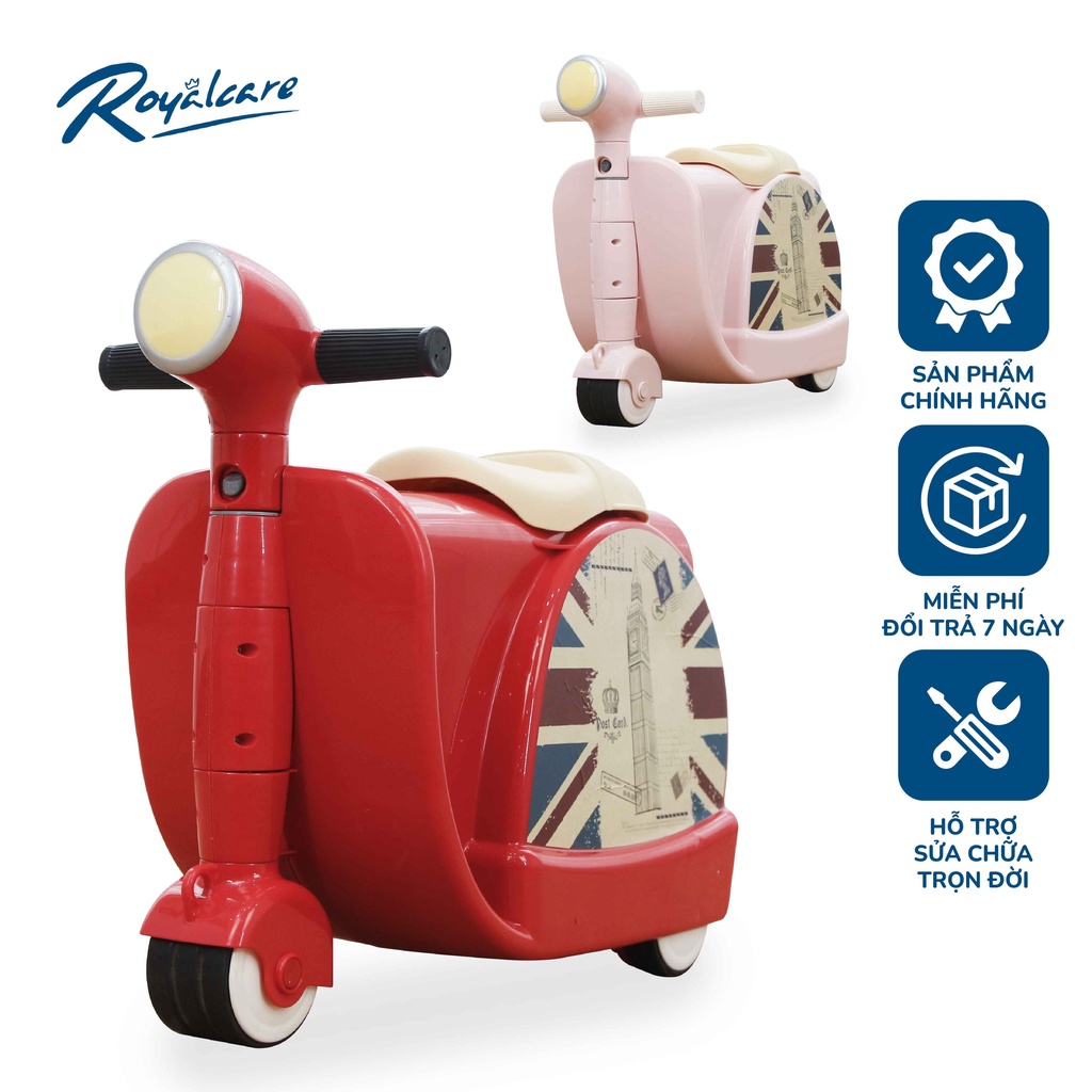 Vali kiêm xe đẩy chòi chân hình Vespa cho bé Royalcare 822217