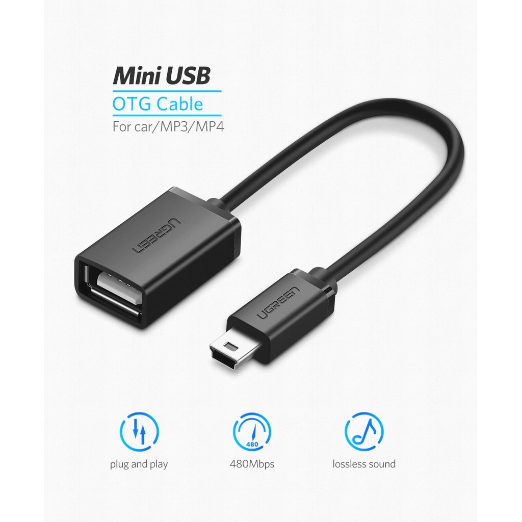 Dây cáp chuyển đổi Mini USB OTG cho ô tô/MP3/MP4/máy tính bảng/đĩa flash/đầu đọc thẻ/tay cầm trò chơi