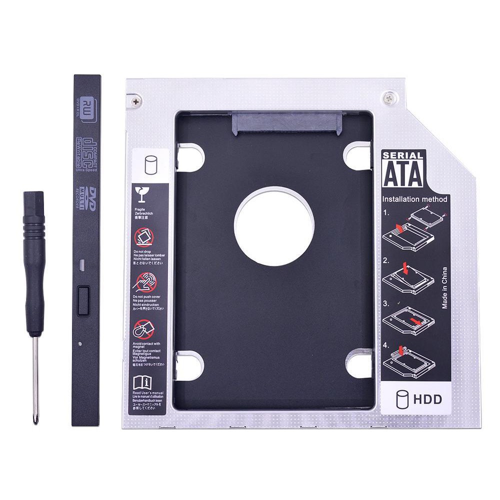Caddy Bay dày 12.7mm chuẩn SATA 3 lắp HDD/SSD thay vào ổ DVD trên laptop (bạc)