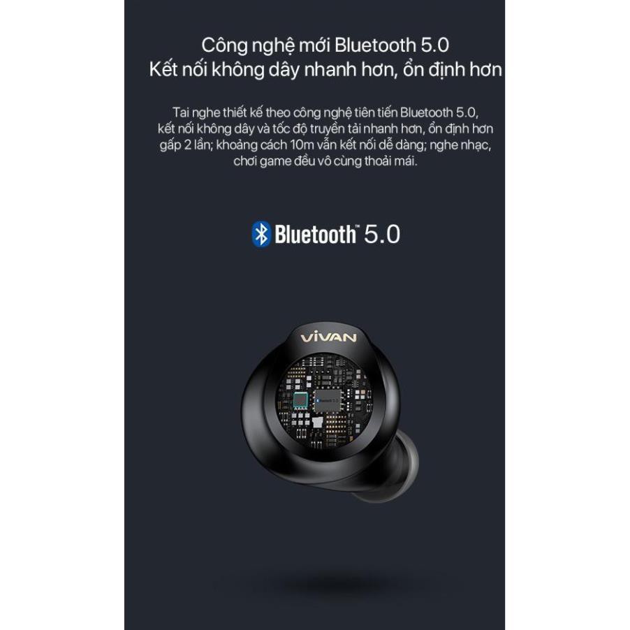 Tai Nghe Không Dây True Wireless VIVAN LIBERTY T100 Bluetooth 5.0 Cảm Ứng - Âm Thanh Sắc Nét - BẢO HÀNH 1 ĐỔI 1