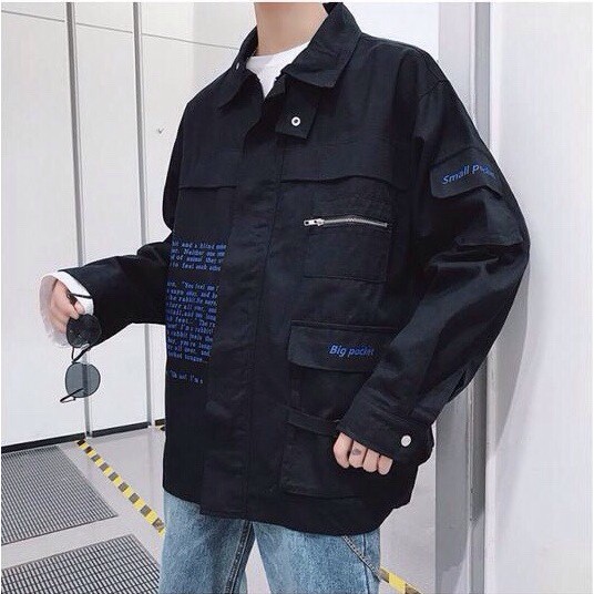 Áo Khoác Kaki Nam Túi Hộp Phối Chữ Thời Trang Hàn 2 màu | BigBuy360 - bigbuy360.vn