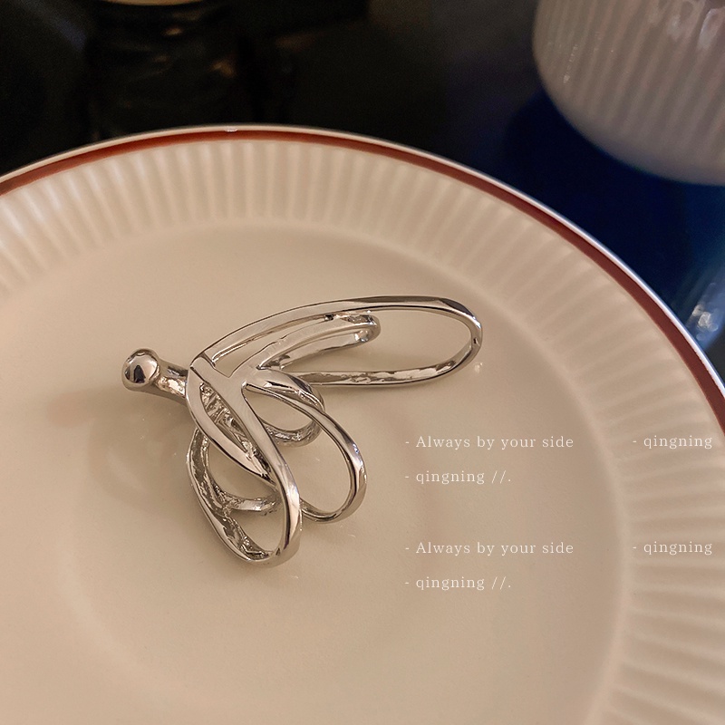 Khuyên tai DREJEW 3 dạng kẹp không xỏ khuyên bằng kim loại hình bướm phong cách thời trang Hàn Quốc