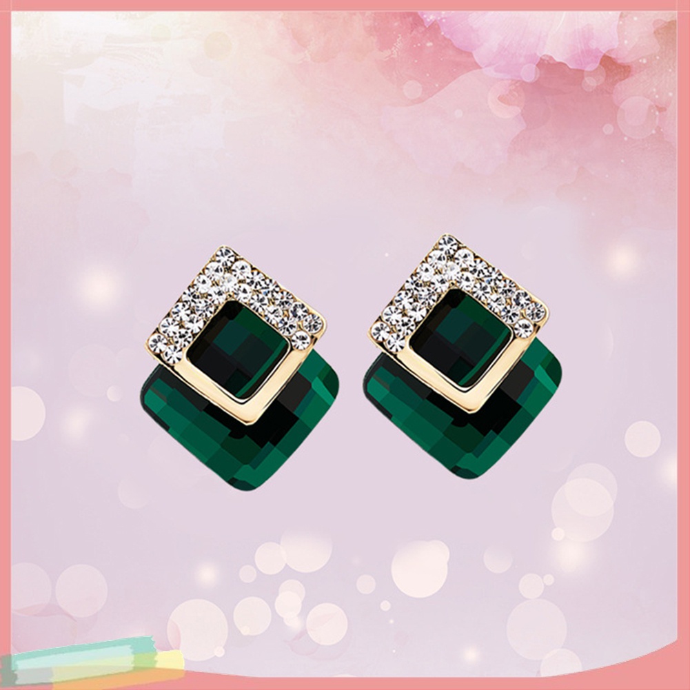 Đôi Khuyên Tai HìNh Vuông ĐíNh Kim Cương Giả ThờI Trang Cho Nữ