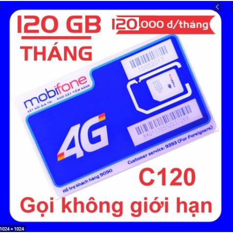 Sim Số Đẹp 4G MobiFone 120 GB/tháng - Sim 4G MobiFone gói cước C120 (4 GB/ngày) - List 2