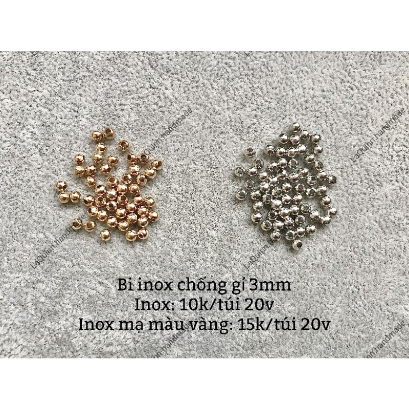 Hạt bi kim loại 3mm xâu vòng, làm trang sức handmade