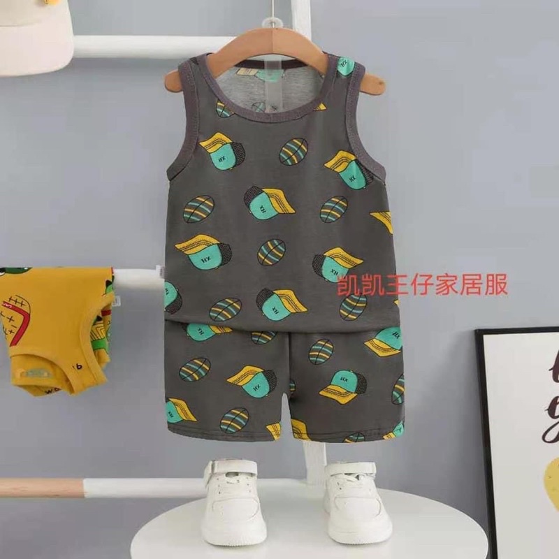 Đồ bộ Quảng Châu KaiKai- Bộ ba lỗ Cotton Xuất Hàn cho bé trai 6-10 tuổi