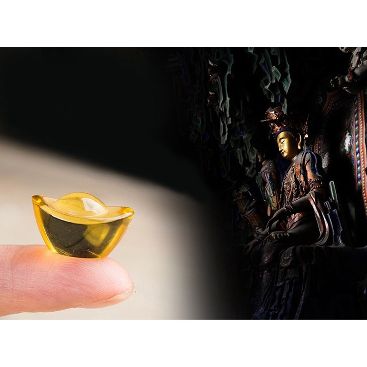 Thỏi Vàng Thủy Tinh NHÍ 1,2 cm Kim Nguyên Bảo - Đặt Bàn Thờ Thần Tài - Phong Thủy Thần Tài May Mắn
