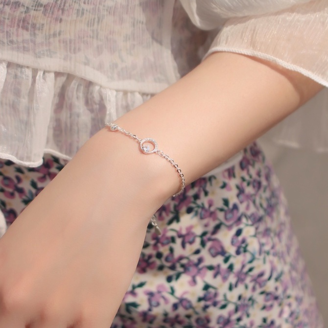 Lắc Tay Bạc Blue Peach Diamond In Circle V2 LT589