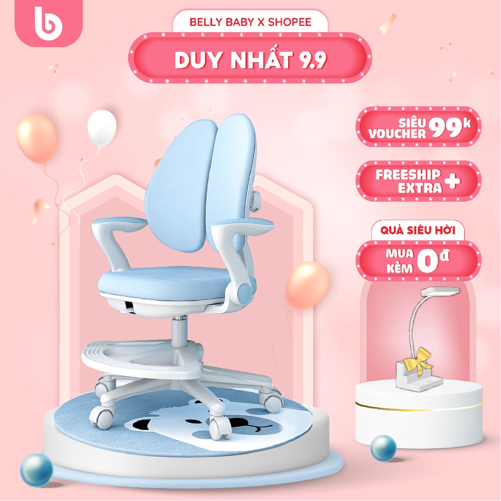 Ghế Học Sinh Chống Gù Lưng, Chống Cận, Ghế Công Thái Học Belly Baby Giúp Bé Có Tư Thế Chuẩn Khoa Học FQ8 và FQ9