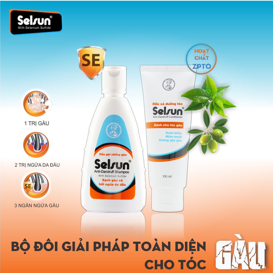 Dầu gội, xả chống gàu Selsun chai 100 ml giảm nấm gàu,làm sạch vảy nấm và ngứa da đầu, duy trì mái tóc mềm óng mượt