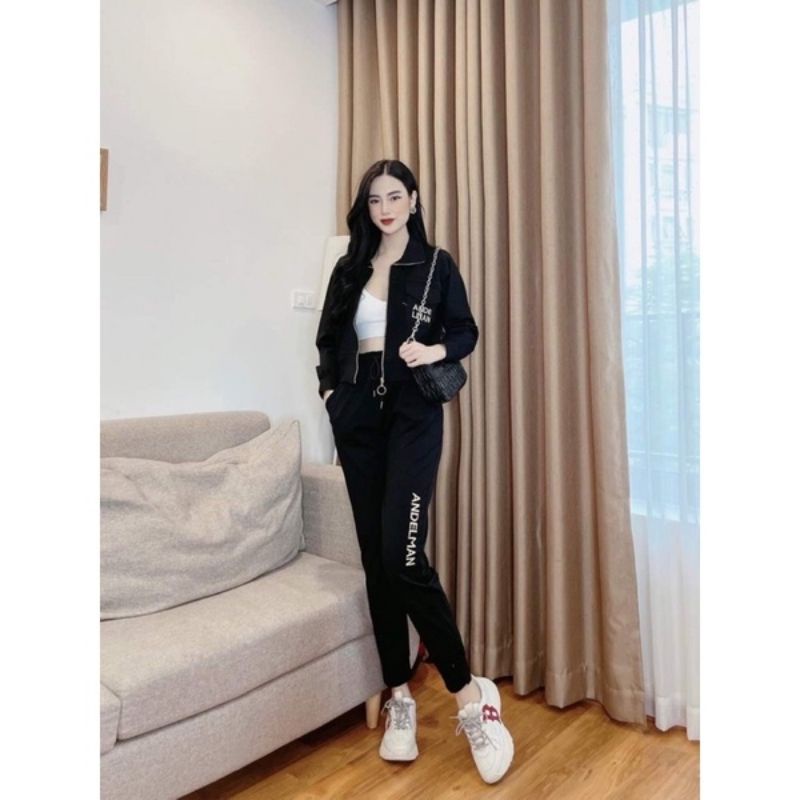 Đồ bộ nữ thu đông dài tay kiểu dáng thể thao chất liệu umi dày dặn,