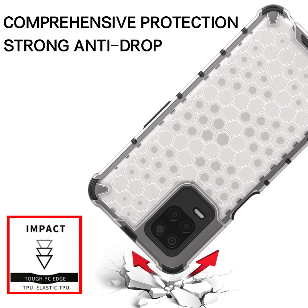 Ốp Điện Thoại Nhựa Cứng Trong Suốt Chống Sốc Họa Tiết Tổ Ong Cho Realme 7 6 5 Pro 7i 6i 6S 5s