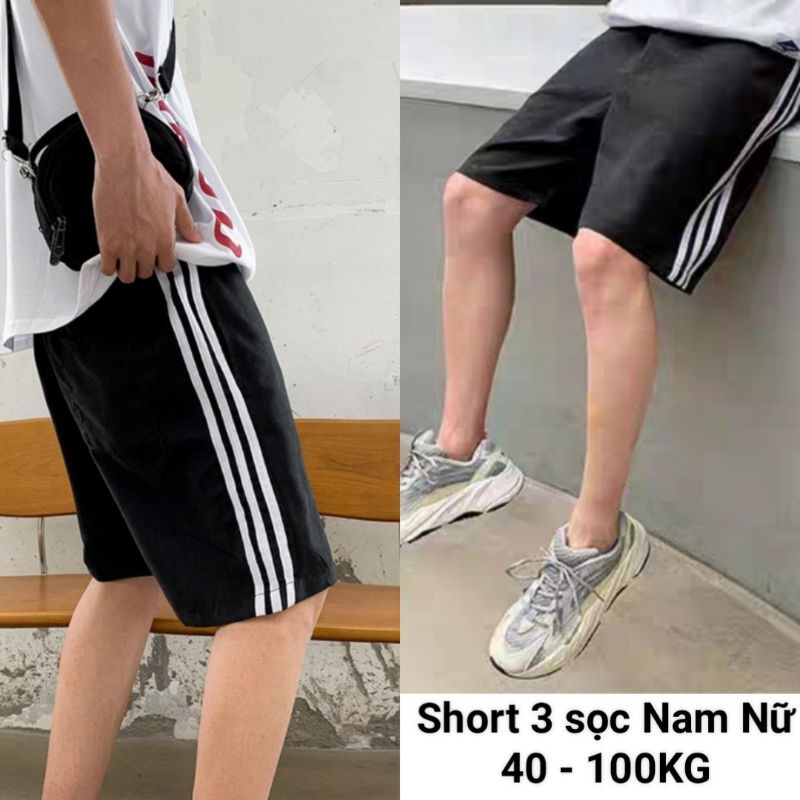 40-100kg Quần short 3 sọc Nam Nữ thời trang unisex năng động bisize