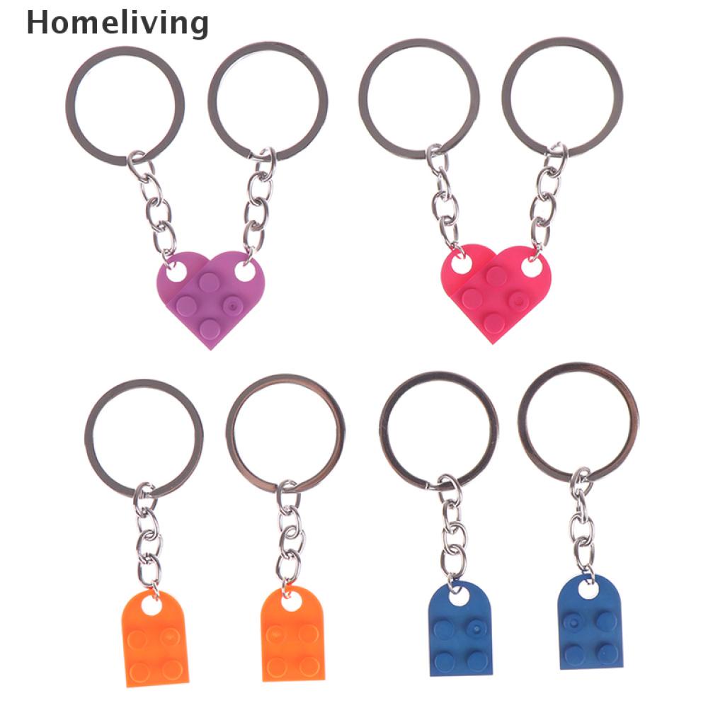 Bộ 2 Móc Khóa Hình Viên Gạch Trái Tim Dễ Thương Dùng Làm Quà Tặng Sinh Nhật Cho Cặp Đôi